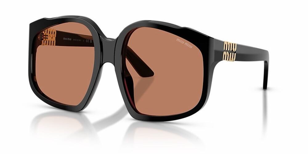 MIU MIU MU A07S 16K90Q Black Gold Light Brown Lens Women Sunglasses XL AUTHENTIC